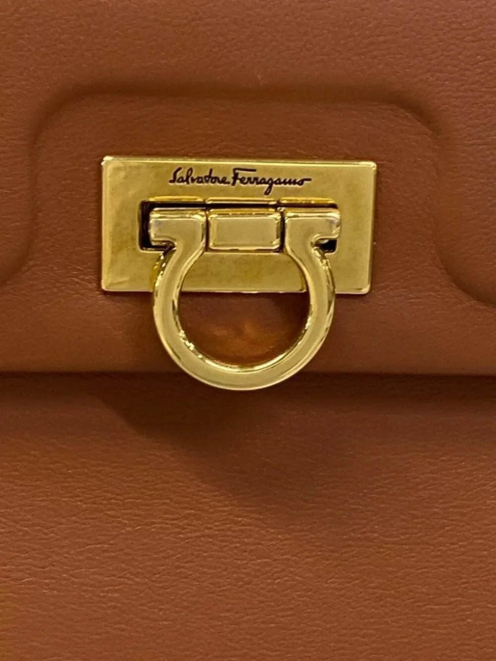 Salvatore Ferragamo Gancini 210400 Brown Leather Handbag